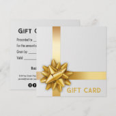 Trendy Gold Satin Ribbon Gift Bow White-kaartje (Voorkant / Achterkant)