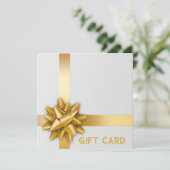 Trendy Gold Satin Ribbon Gift Bow White-kaartje (Staand voorkant)