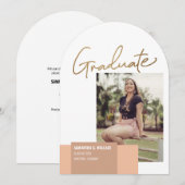 Trendy Gold-script Afstuderen Foto Kaart (Voorkant / Achterkant)