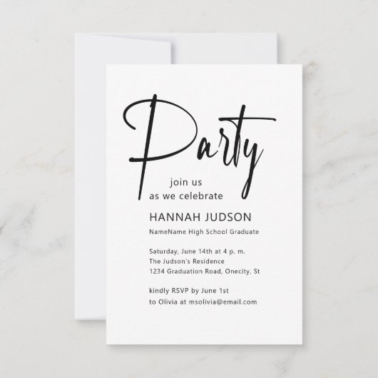 Trendy Gold Script Foto White Graduation Party Kaart (Achterkant)