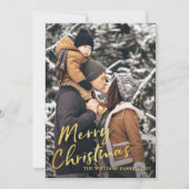 Trendy Gold Script kerstgroet 2 Foto Feestdagenkaart (Voorkant)