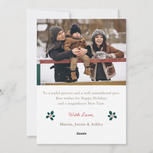 Trendy Gold Script kerstgroet 2 Foto Feestdagenkaart (Achterkant)