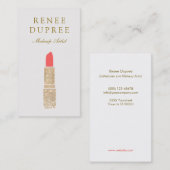 Trendy Gold Sequin Lipstick Logo Make-up Artiest Visitekaartje (Voorkant / Achterkant)