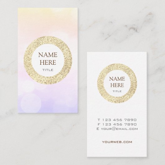 Trendy Gold Sequin Verticaal Visitekaartje (Voorkant / Achterkant)