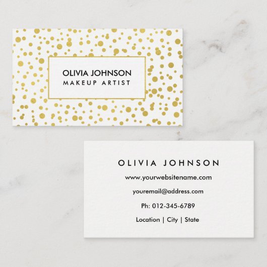 Trendy Gold Shimmer Makeup Artist Visitekaartjes (Voorkant / Achterkant)