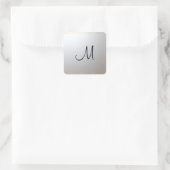 Trendy Gold Silver Monogram Sjabloon Initiaal Vierkante Sticker (Tas)