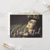 Trendy Gold Sparking Gradued Photo Afstuderen Kaart (Voorkant / Achterkant in situ)