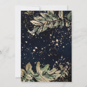 Trendy Gold Splatter Foliage Navy Blue Kerstmis Feestdagenkaart (Achterkant)