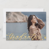 Trendy Gold Star 4-foto afstudeerfeest Kaart (Voorkant)