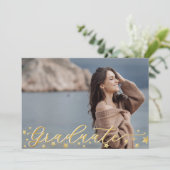Trendy Gold Star 4-foto afstudeerfeest Kaart (Staand voorkant)