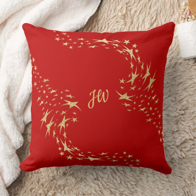 Trendy Gold Stars Monogrammed Sierkussen (Deken)