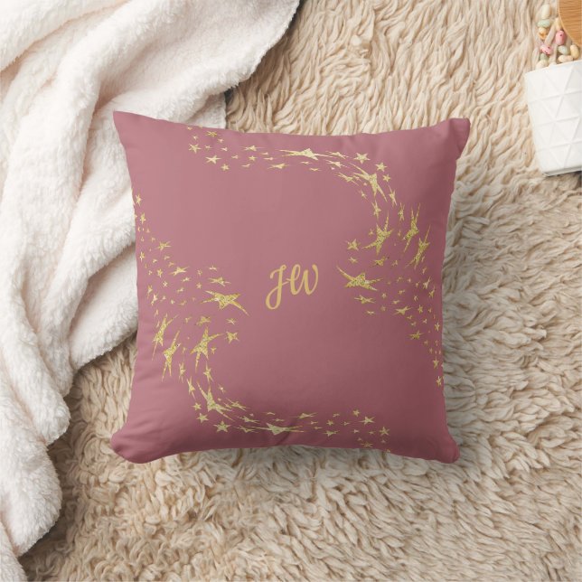 Trendy Gold Stars Monogrammed Sierkussen (Deken)