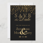 Trendy Gold-Stippen op zwart - sla de datum op Save The Date (Voorkant)