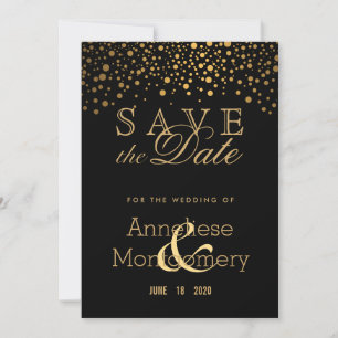 Trendy Gold-Stippen op zwart - sla de datum op Save The Date