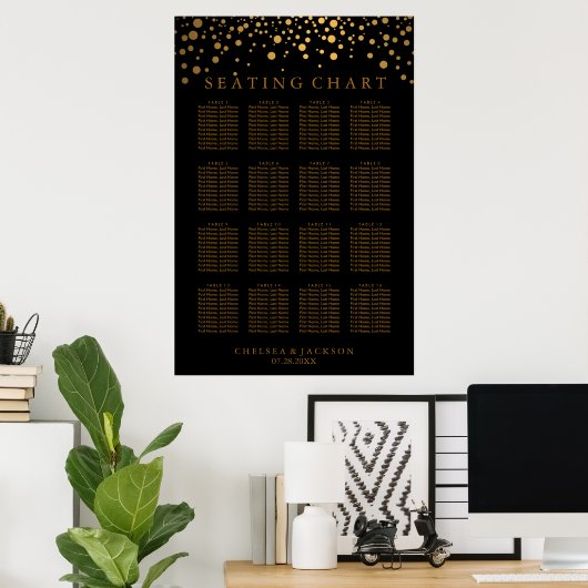 Trendy Gold-Stippen op zwarte - 16 - Tabel Zitkuur Poster (Thuiskantoor)