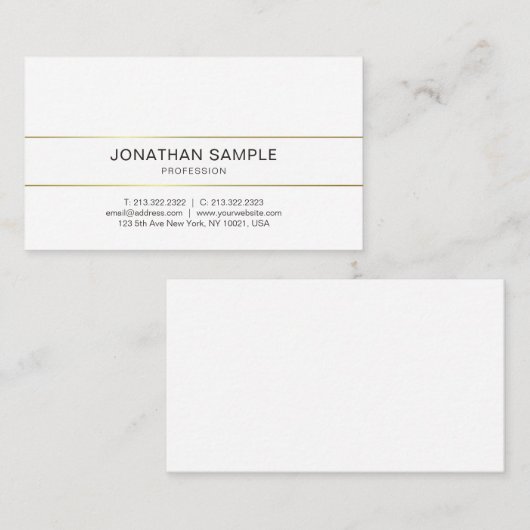 Trendy Gold Striped Elegant minimalistisch design Visitekaartje (Voorkant / Achterkant)