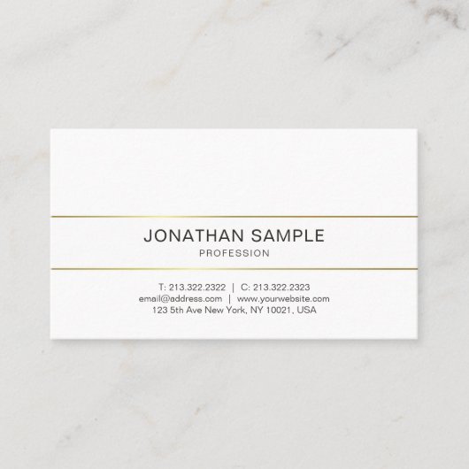 Trendy Gold Striped Elegant minimalistisch design Visitekaartje (Voorkant)