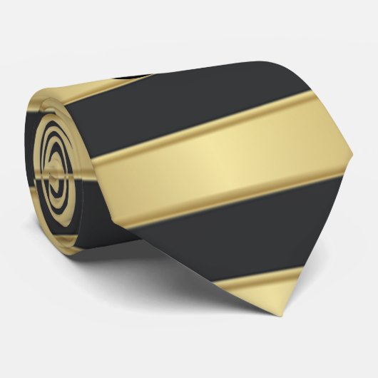 Trendy Gold Stripes, Lips, Red Kiss Stropdas (Opgerold)