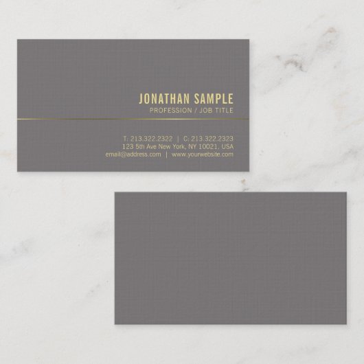 Trendy Gold Text Chic Professional Design Deluxe Visitekaartje (Voorkant / Achterkant)