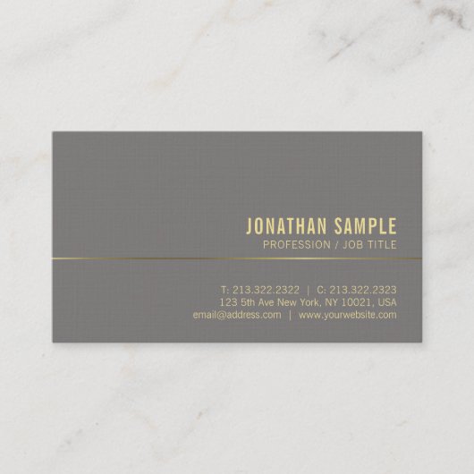 Trendy Gold Text Chic Professional Design Deluxe Visitekaartje (Voorkant)