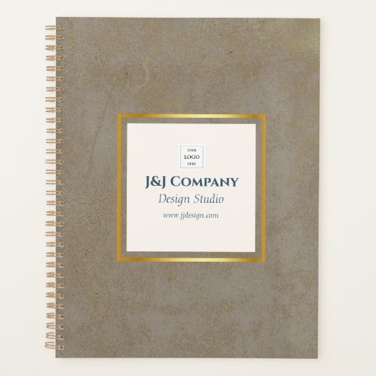 Trendy Gold Texture Logo Business Planner (Voorkant)
