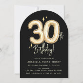 Trendy Gold Thirty Balloons 30th Birthday Party In Kaart (Voorkant)