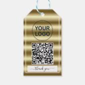 Trendy Gold Waves Gradiënt QR-code Uw Logo Cadeaulabel (Voorkant)