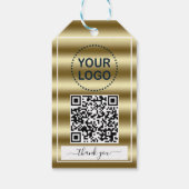 Trendy Gold Waves Gradiënt QR-code Uw Logo Cadeaulabel (Achterkant)