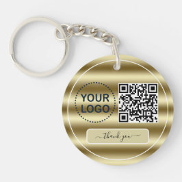 Trendy Gold Waves QR-code Uw Logo hier Sleutelhanger