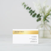 Trendy Gold White Elegant minimalistische Sjabloon Visitekaartje (Staand voorkant)