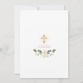 Trendy Gold White Floral Baptism First Birthday Kaart (Achterkant)