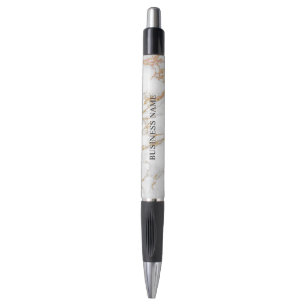 Trendy Gold & White Marble Modern Promotion Pen
