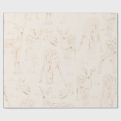 Trendy Gold Winter Deer Seamless Pattern Kerstmis Cadeaupapier (Vlak)