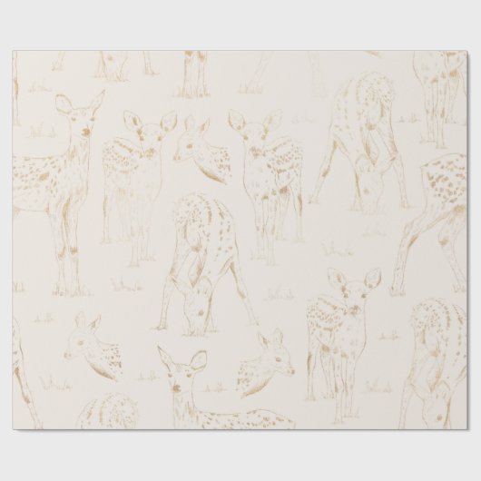 Trendy Gold Winter Deer Seamless Pattern Kerstmis Cadeaupapier (Vlak)