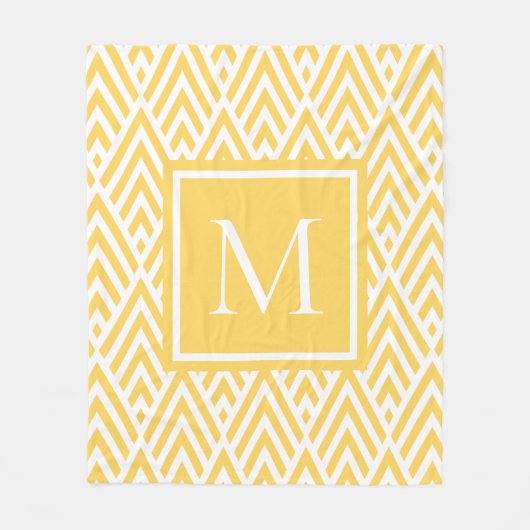 Trendy Gold Yellow Monogram Arrow Diamond Pattern Fleece Deken (Voorkant)