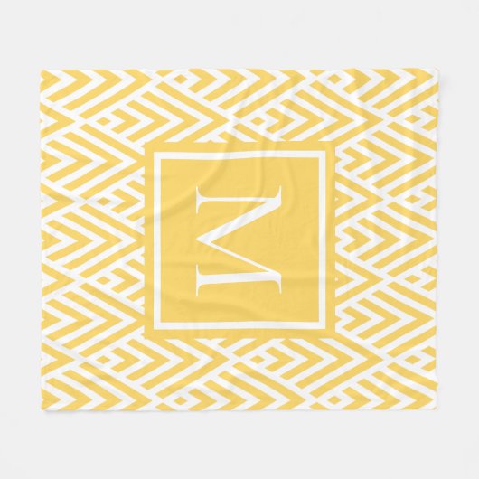 Trendy Gold Yellow Monogram Arrow Diamond Pattern Fleece Deken (Voorkant (Horizontaal))