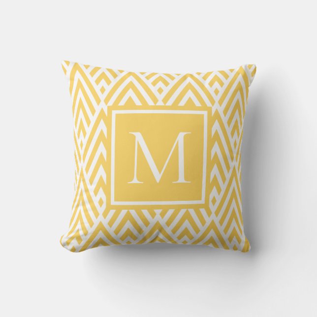 Trendy Gold Yellow Monogram Arrow Diamond Pattern Kussen (Voorkant)