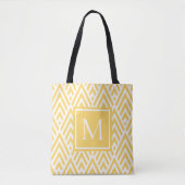 Trendy Gold Yellow Monogram Arrow Diamond Pattern Tote Bag (Voorkant)