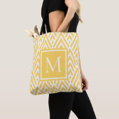 Trendy Gold Yellow Monogram Arrow Diamond Pattern Tote Bag (Dichtbij)