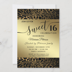 Trendy gold zwarte abstracte luipaard 16 invit kaart
