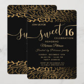 Trendy gold zwarte abstracte luipaard, zoet 16 kaart (Voorkant / Achterkant)