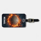 Trendy golfbal op vuur gepersonaliseerd            bagagelabel (Voorkant horizontaal)
