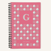 Trendy Golfbal & T-shirt Monogram Bubblegum Roze Notitieboek (Voorkant)