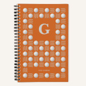 Trendy golfbal & T-shirt Monogram Sinaasappel Notitieboek (Voorkant)