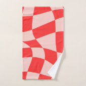 Trendy golvend dambord Roze Rood Schattige motief Bad Handdoek (Handdoek)