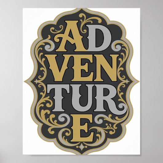 Trendy Goud AVONTUUR Print (Voorkant)