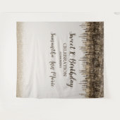 Trendy Goud Bruin Glam Drips Sweet 16 Verjaardag Wandkleed (Voorkant (horizontaal))