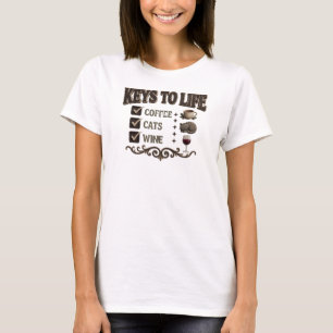 Trendy Goud COFFIE DAN WIJN Kunst Compositie T-shirt