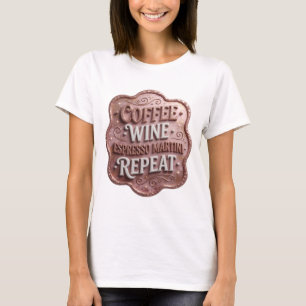 Trendy Goud COFFIE WIJN ESPRESSO MARTINI HERHALING T-shirt