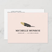 Trendy Goud Dipped Boho Feather Designer Roze Briefkaart (Voorkant / Achterkant)